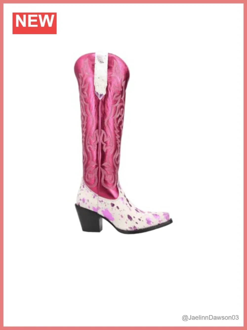 Dingo Calf Hair Leather Over The Knee Western Boots Snip Toe Block Heel